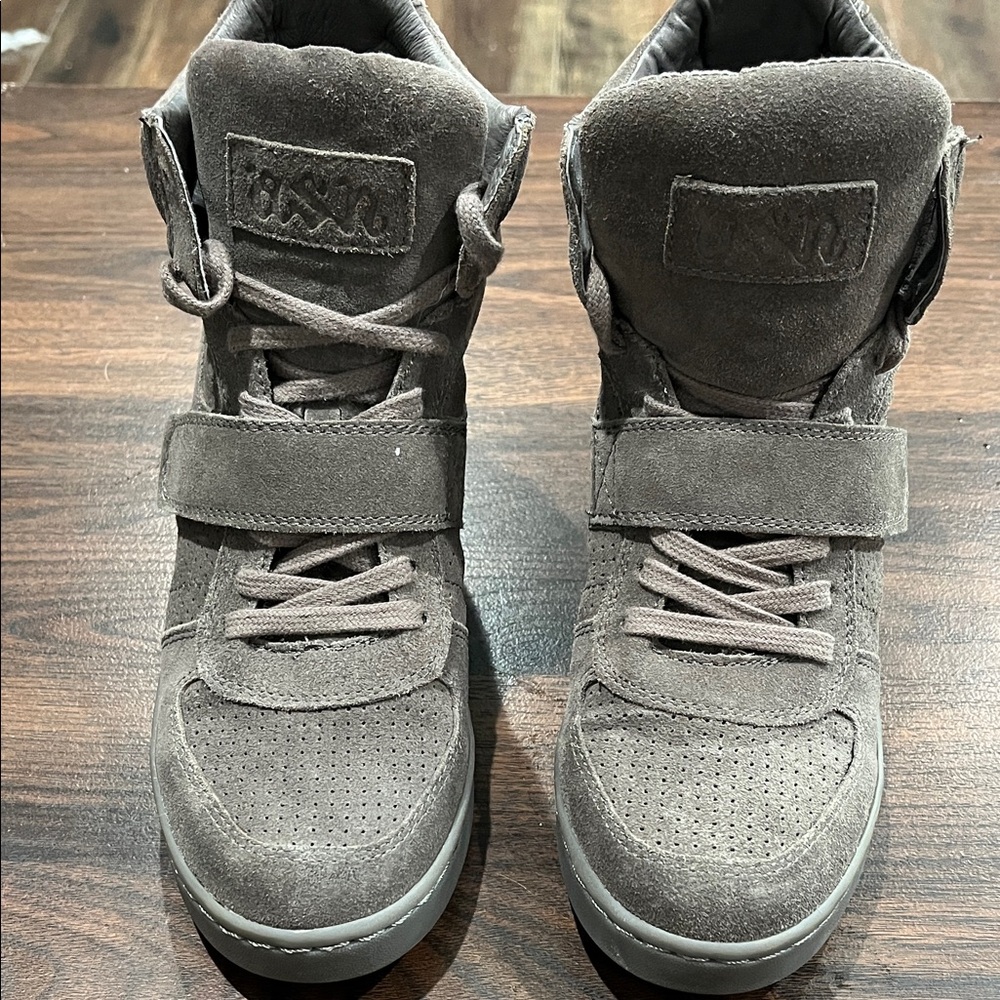Ash Gray Suede High-Top Sneakers